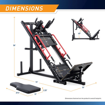 Marcy Commercial-Style Hack Squat & Leg Press Machine – Heavy-Duty Dual Function Lower Body Strength Training Equipment with Safety Stops for Home Gym