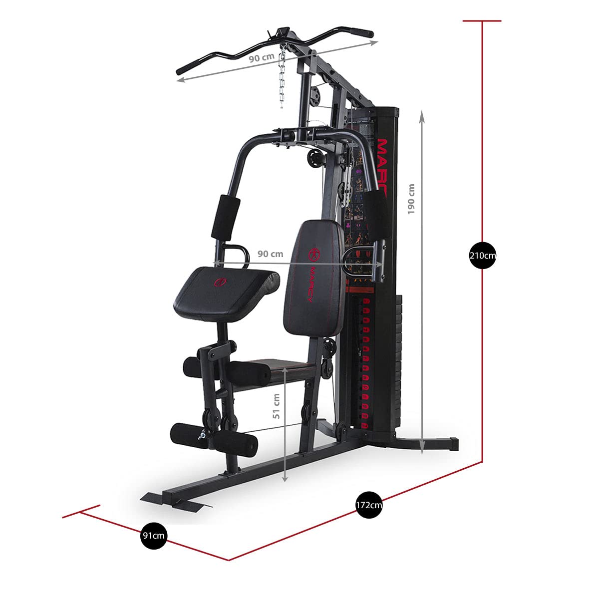 Marcy Eclipse HG3000 Compact Home Gym with Weight Stack, 68 kg