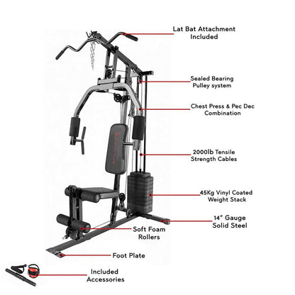Marcy Multistation MKM-81030 - Upper Pulley - Adjustable Weight Stack 45 kg - Leg Developer - Maximum User Weight 136 kg