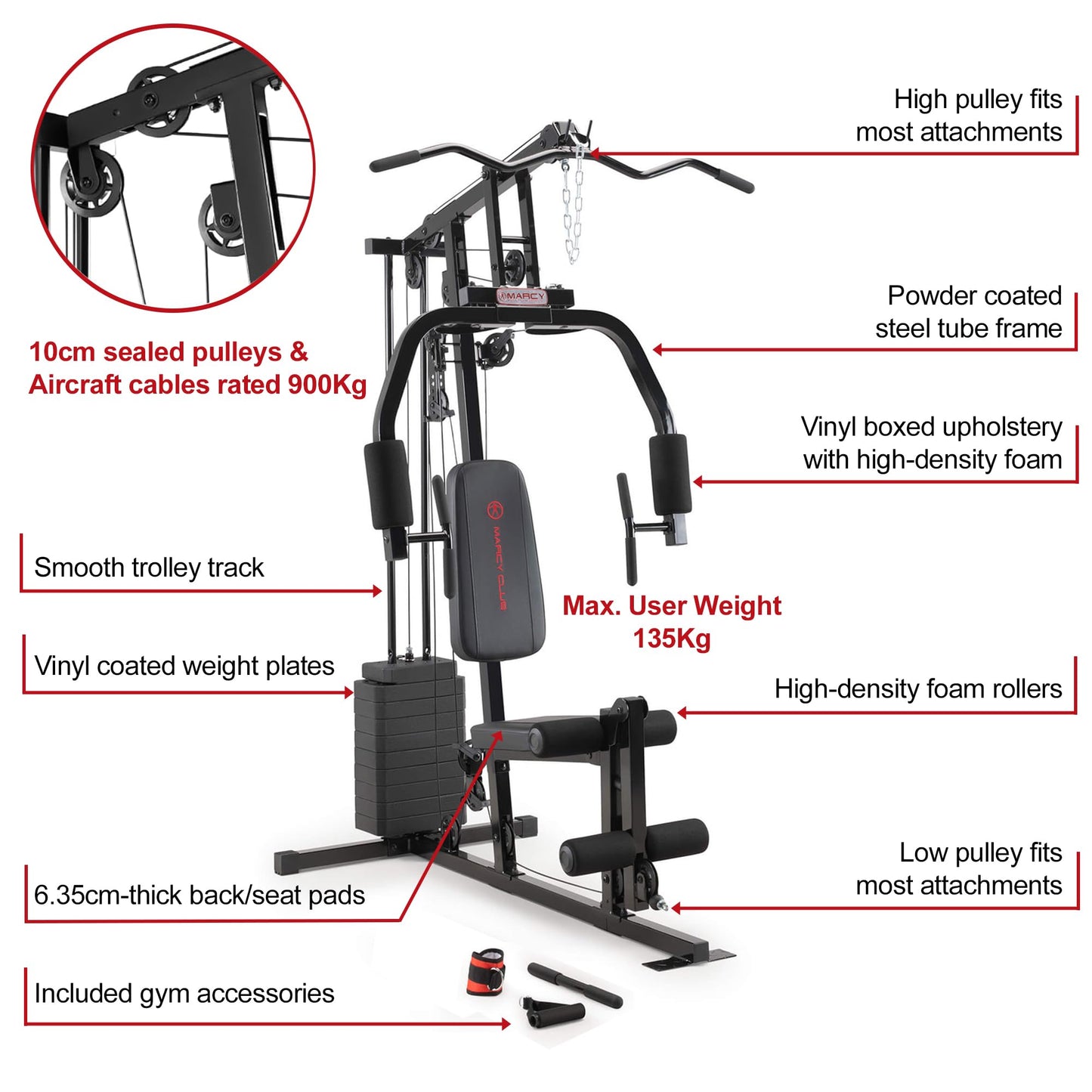 Marcy Multistation MKM-81030 - Upper Pulley - Adjustable Weight Stack 45 kg - Leg Developer - Maximum User Weight 136 kg