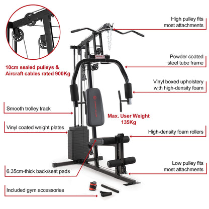 Marcy Multistation MKM-81030 - Upper Pulley - Adjustable Weight Stack 45 kg - Leg Developer - Maximum User Weight 136 kg
