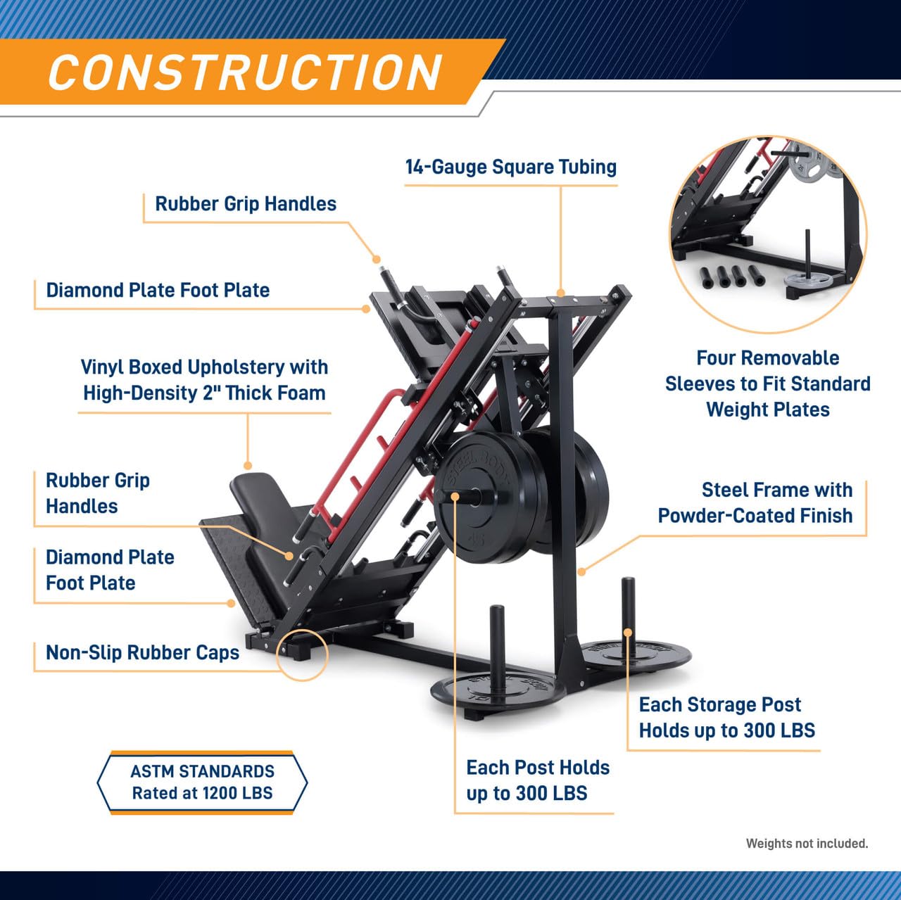 Marcy Commercial-Style Hack Squat & Leg Press Machine – Heavy-Duty Dual Function Lower Body Strength Training Equipment with Safety Stops for Home Gym